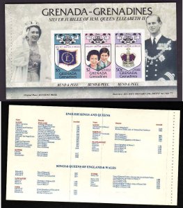 Grenada Grenadines-Sc#220a- id10-unused NH booklet pane-self-adhesives-Silver J