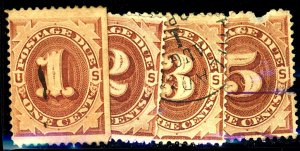 U.S. #J1-J4 USED SET MIXED CONDITION