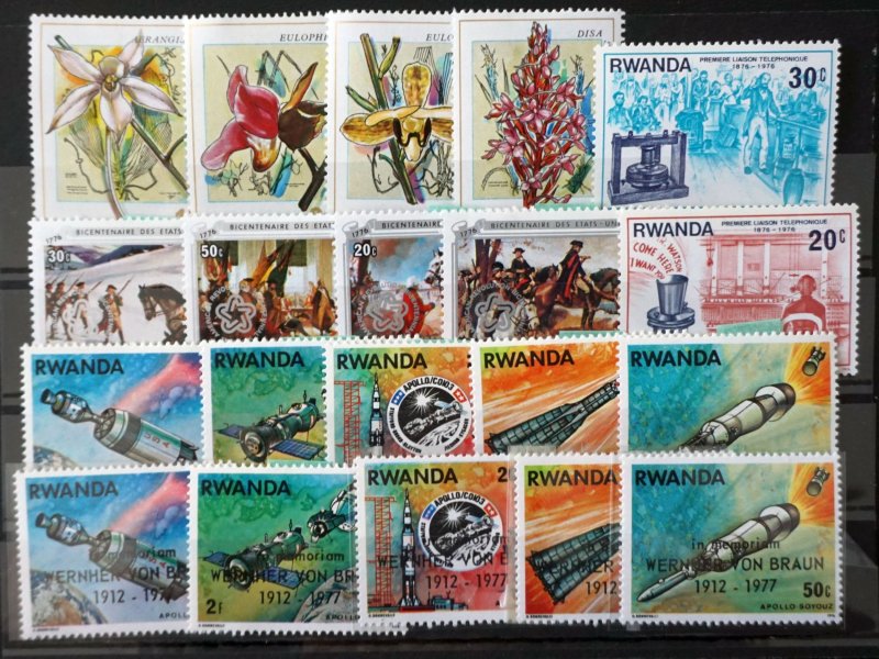 RWANDA 1976 1977  Lot of 20 different commemoratives   MH