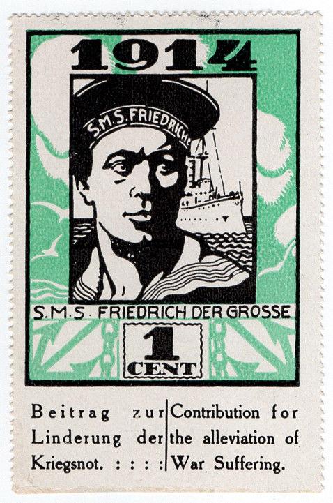 (I.B) US Cinderella : German War Charity 1c (1914) SMS Frederick The Great