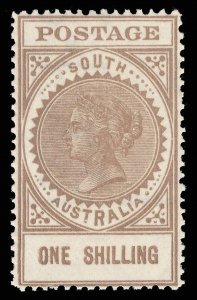 South Australia 1904 QV 1s brown (thick POSTAGE) Wmk 13 - Perf 12 MLH. SG 288.