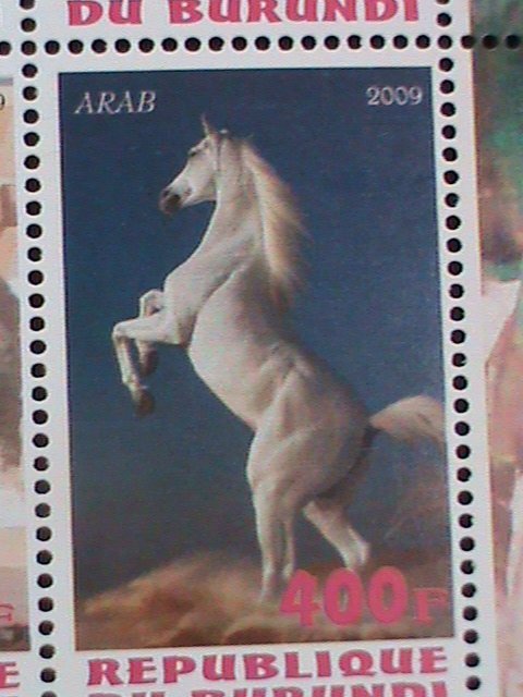 BURUNDI-2009 WORLD FAMOUS COLORFUL BEAUTIFUL LOVELY HORSES MNH SHEET -VF