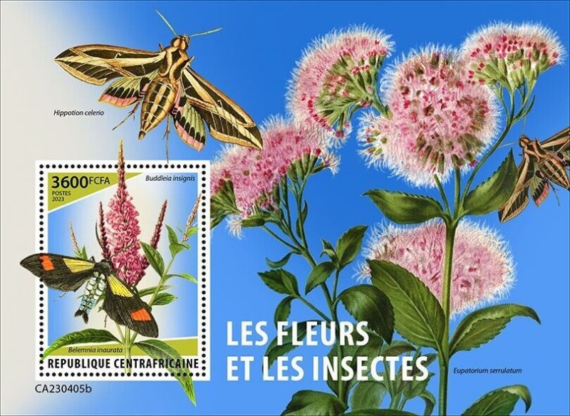 2024 04- CENTRAL AFRICAN - FLOWERS & INSECTS         1V  complet set    MNH ** T