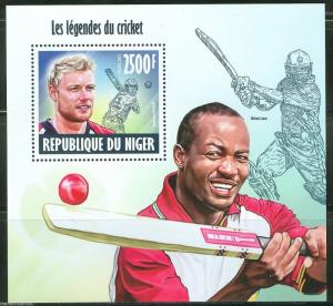 NIGER 2013 ANDREW FLINTOFF CRICKET  SOUVENIR SHEET  MINT NH