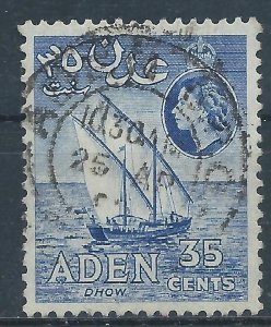 Aden 1953 - QE2 35c blue wmk Mult Script CA - used