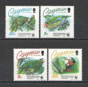 SS1506 1993 Cayman Islands Wwf Fauna Birds Parrots #690-693 1Set Mnh