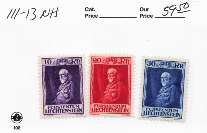 LIECHTENSTEIN   111-13  MNH