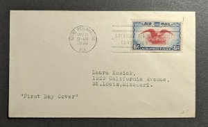 1938 St Petersburg FL FDC Airmail Cover to St Louis MO American Airmail Cancel