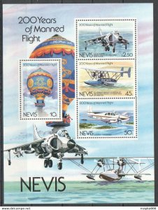 Nevis Transport Aviation 200 Years Of Manned Flight 1Kb ** Stamps Pk364