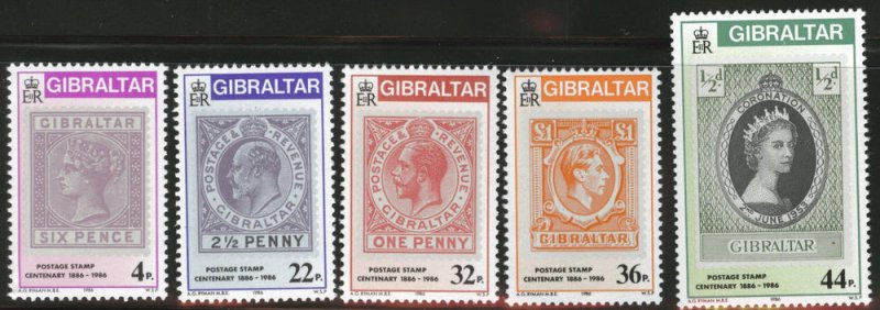 Gibraltar Scott 485-489 MNH**  1986 stamp on stamp set