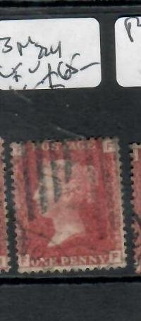 GREAT BRITAIN QV 1D RED PERF SG 43 PLATE 225  SCARCE VFU   P0628HH