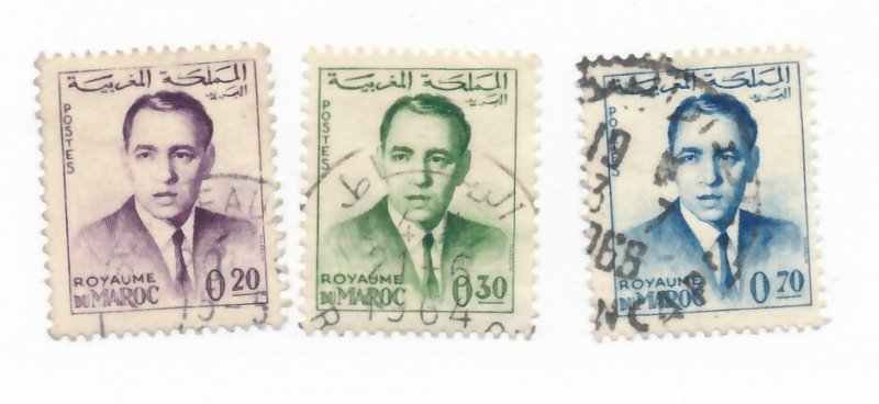 Morocco 1962 - Scott 80, 81, 83 used - King Hassan II
