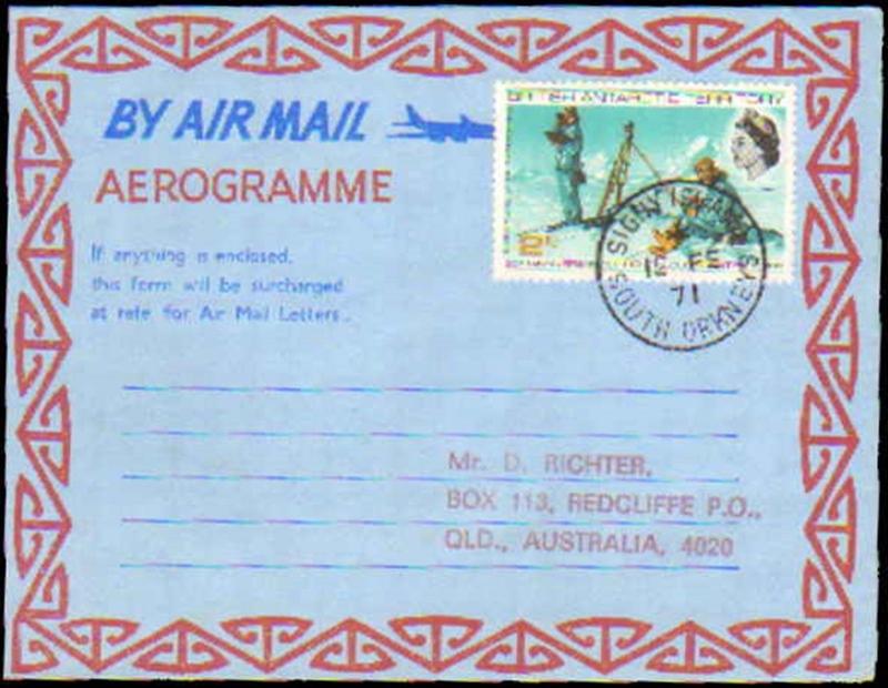 1971 BRITISH ANTARCTIC TERRITORY SINGLE ON AIR LETTER AEROGRAMME TO AUSTRALIA