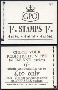 K2b 1/- Wmk St Edwards Crowns Back Cover 10 pound only. Inland letter rate 3d