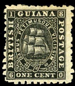 BRITISH GUIANA Sc 50 MH-Seal of Colony 1c perf 10 - Great color-Sharp & Clean!