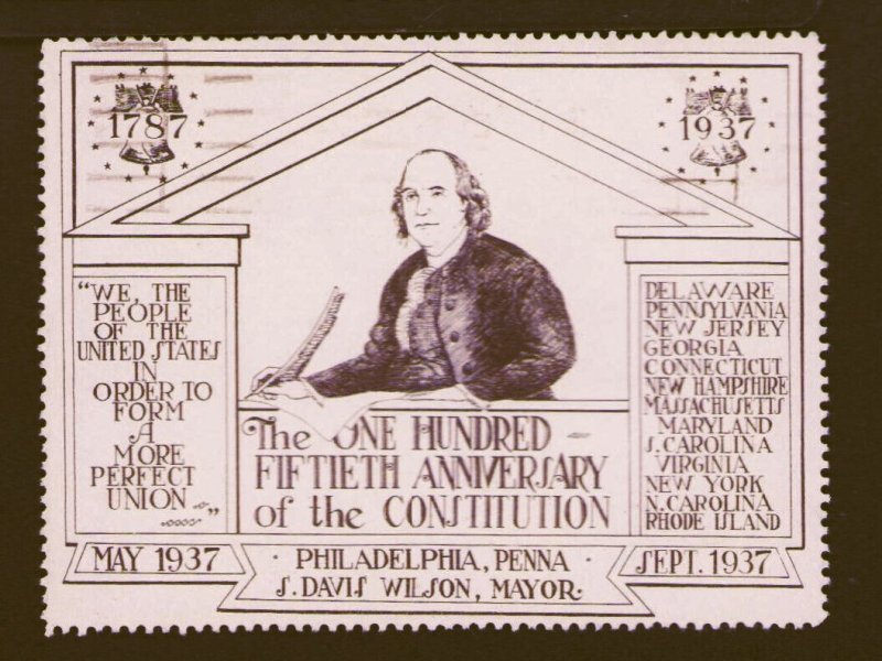 USA - 1937 150th ANNIVERSARY OF THE CONSTITUTION  CINDERELLA POSTER STAMP