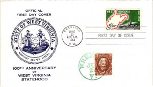 #1232 West Virginia Statehood – 1st West Virginia Centennial Cachet