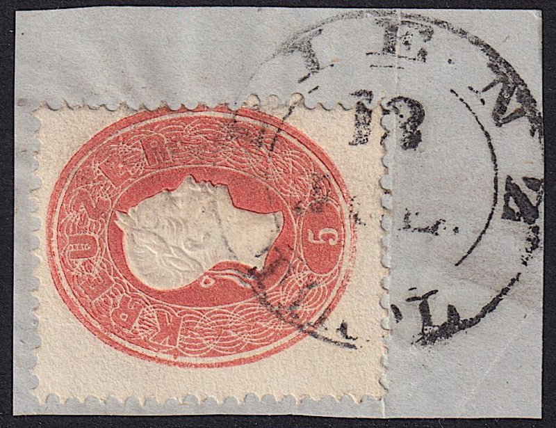 Austria - 1860 - Scott #14 - used on piece - LIENZ TIROL pmk Czech Republic