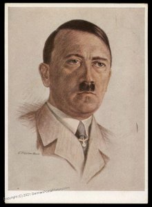 3rd Reich Germany 1942 Adolf Hitler Color Portrait Koehn Propaganda Card 100855