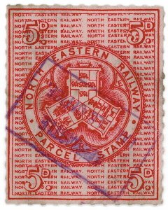 (I.B) North Eastern Railway : Parcel Stamp 5d (Newcastle)