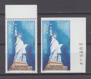 J45775 JL stamps 1986 africa senegal mnhperf and imperf #700 liberty