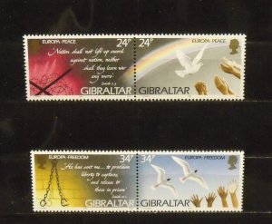 15615   GIBRALTAR   MNH # 677a, 679a         Pairs          CV$ 7.25