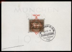 German 1937 Muenchen Riem Brown Band Horse Mi Block 10 Used 86171