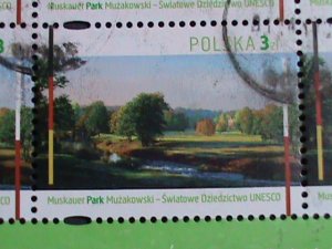 ​POLAND STAMP-BEAUTIFUL  MUSKAUER PARK- POLAND-USED MINI FULL SHEET VERY FINE