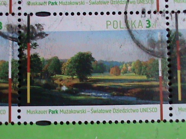 ​POLAND STAMP-BEAUTIFUL  MUSKAUER PARK- POLAND-USED MINI FULL SHEET VERY FINE