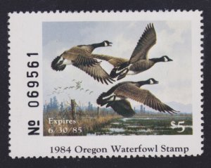 State Hunting/Fishing Revenues - OR - 1984 Duck Stamp - OR-1 - MNH