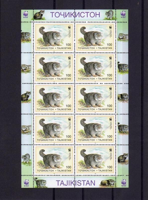 Tajikistan 1996 WWF PALLAS CATS (6) Sheets 60v Perforated Mint (NH)