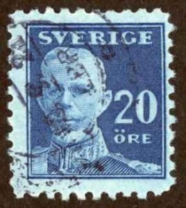 Sweden Sc# 143 Used (b) 1921 20o blue King Gustof V
