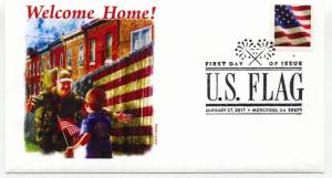 5161 US Flag, 2017, APU booklet single, Panda Cachets, pictorial cancel, FDC