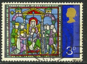 GREAT BRITAIN 1971 3p Christmas Stained Glass Issue Sc 662 VFU