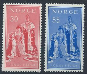 NORWAY 1955 SG458-459 Golden Jubilee of King Haakon Mint MNH