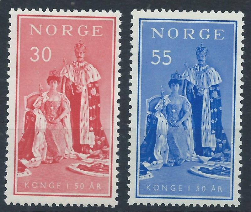 NORWAY 1955 SG458-459 Golden Jubilee of King Haakon Mint MNH