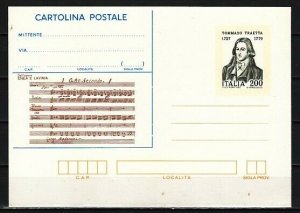 Italy, 1982 issue. Composer T. Traetta Postal Card. ^