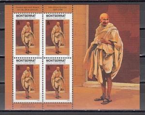 Montserrat, Scott cat. 934a. Mahatma Gandhi on a sheet of 4.