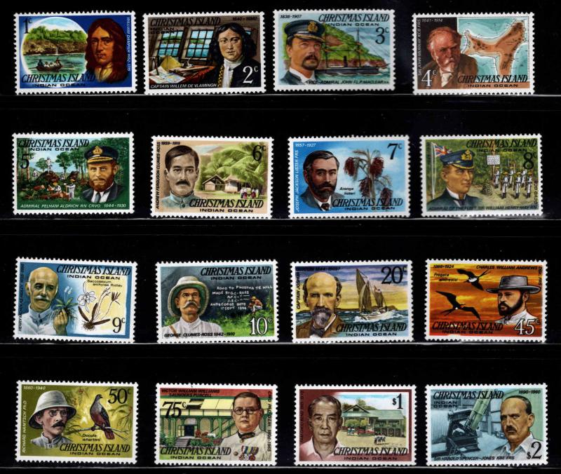 Christmas Island Scott 69-84 MNH** Famous Visitor set