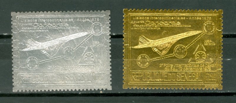 SENEGAL 1976DAKAR FAIR CONCORDE #C143A-B SET in SILVER & GOLD FOIL MNH..$35.00