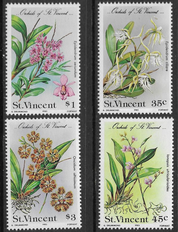 St.Vincent 1985 Sc#803/806 ORCHIDS-FLOWERS Set (4) MNH