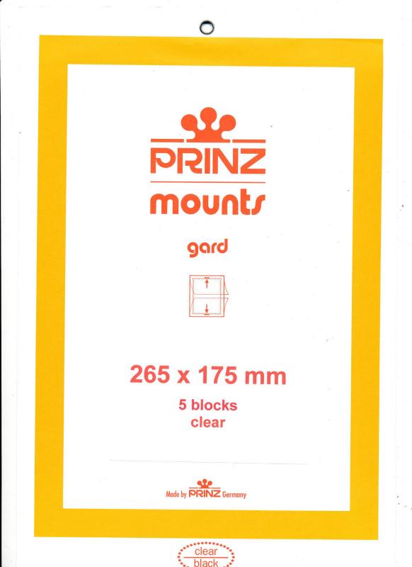 Prinz Scott Stamp Mount 175/265 CLEAR Background Pack of 5