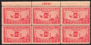 1928 U.S 2¢ Areonautics Conf. plate No.19681 top blk of 6 MNH Sc# 649 CV $17.50