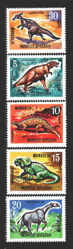 Mongolia. 1967. 460-64 from the series. Dinosaurs. MNH.