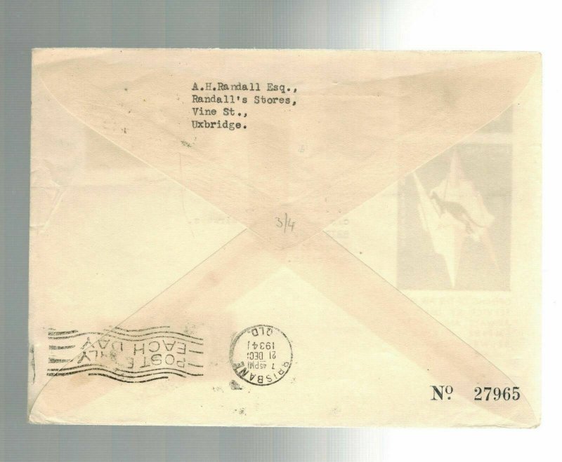 1934 Baghdad Iraq First Flight Cover to Brisbane Australia Imperial Airways FFC