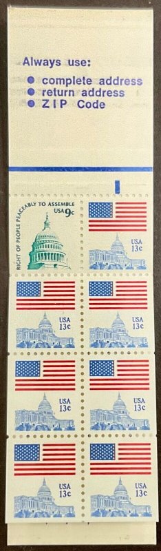 BK132 Flag Regular Booklet of 10 MNH stamps Perf 10 FV $1.00   1977