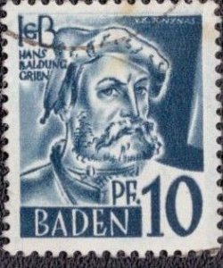 Germany -French Occupation Baden 1947 -  5n3 Used