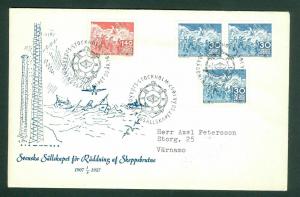 Sweden. FDC 1957 Sea Rescue Society 50 Year. Scott# 499-500. Address: Varnamo