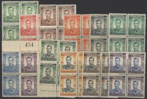 SOUTHERN RHODESIA SG40/51 1937 DEFINITIVE SET TO 2/6 MNH BLOCKS OF 4(10d IS LMM)