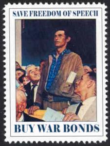 Patriotic WW2 Poster Stamp - Freedom of Speech - Cinderella